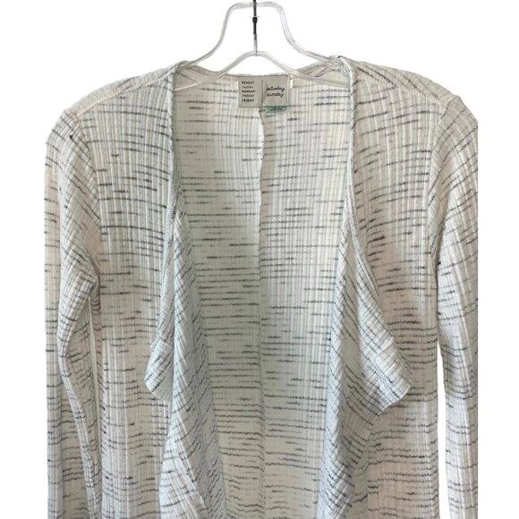 ANTHROPOLOGIE SATURDAY SUNDAY White + Gray Ribbed Knit Open-Front Cardigan XS - Picture 5 of 10